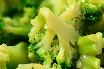 fresh chopped green broccoli background macro photo