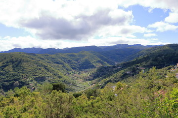 Fototapeta na wymiar View into the mountain valley near Agulo om La Gomera, Canary Islands