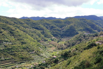 Fototapeta na wymiar View into the mountain valley near Agulo om La Gomera, Canary Islands