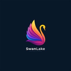 Obraz premium Vector Logo Illustration Swan Gradient Colorful.