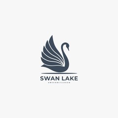Fototapeta premium Vector Logo Illustration Swan Silhouette Style.