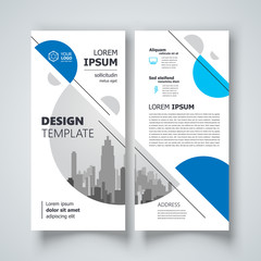 Flyer set brochure design template header cover circles theme blue color