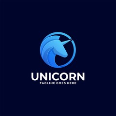 Fototapeta premium Vector Logo Illustration Unicorn Head Gradient Colorful Style.