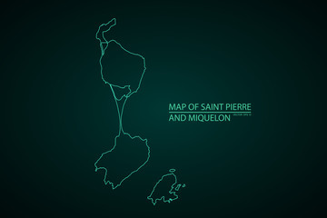 High detailed blue vector map – Saint Pierre and Miquelon map, Detailed map of Saint-Pierre and Miquelon and capital city Saint-Pierre. - Vector