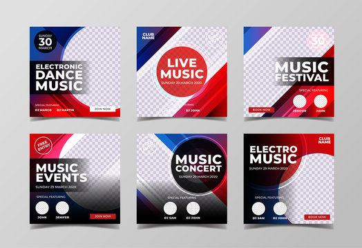 Electronic music concert banner template for social media post, flyer and web banner