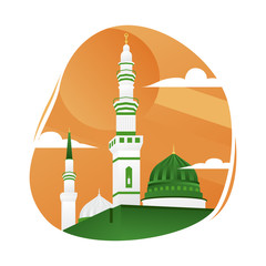 Nabawi mosque flat design. isolated illustration vector graphic