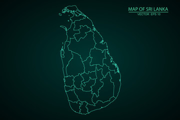 Map of Sri Lanka - Blue Geometric Rumpled Triangular, Polygonal Design For yours. Vector illustration eps 10. - Vector