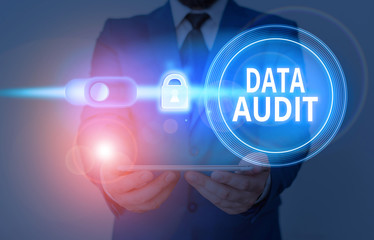 Text sign showing Data Audit. Business photo showcasing auditing of data to assess its quality for...