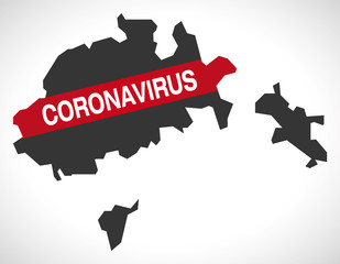 Schaffhausen SWITZERLAND canton map with Coronavirus warning illustration
