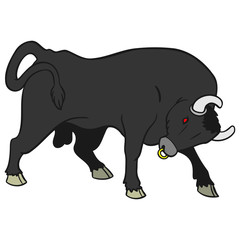 angry bull. vector graphics, illustration.