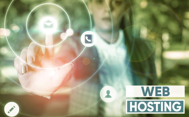 Writing note showing Web Hosting. Business concept for business of providing storage space and...