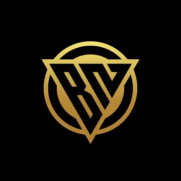 BN logo monogram with triangle shape and circle rounded isolated on gold colors