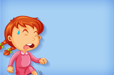 Background template design with crying girl