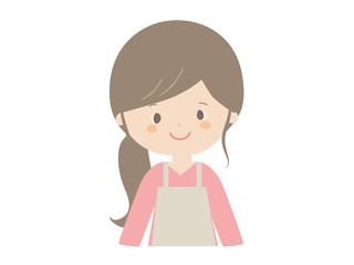 Young woman wearing apron.