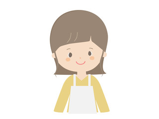 Young woman wearing apron.