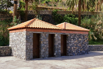 Rural bus stop of stone in la gomera, Spain
