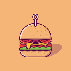 hamburger Vector Icon Illustration. Fast Food Collection. food Cartoon Style Suitable for Web Landing Page, Banner, Sticker, Background.