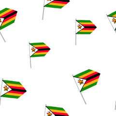 Seamless pattern of Zimbabwe independence day. Zimbabwean national holiday 18th of April design element with flag on the pole.