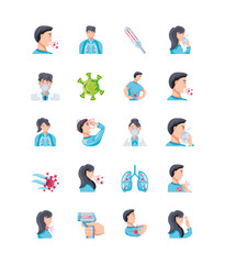 set of icon about on symptoms of the corona virus