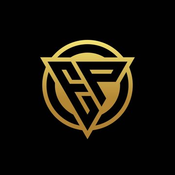 EP logo monogram with triangle shape and circle rounded isolated on gold colors