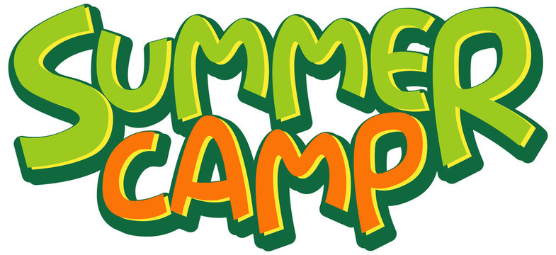 Font design for word summer camp on white background