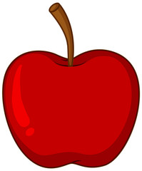 One red apple on white background