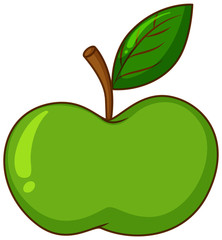One green apple on white background