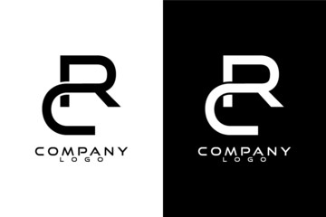 Initial Letter RC, CR Logo Template Vector Design with black and white background 