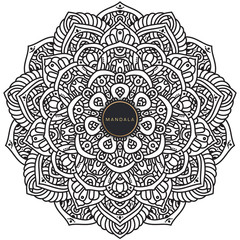 Mandala, tracery round boho doodle. Ethnic ornament, sketched symmetry. Folk, meditation design. Curved shape, isolated on white. Black and white art. Vector
