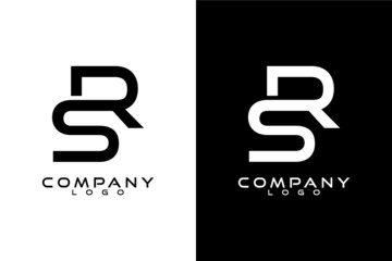 RS, SR Logo Template Vector Design with black and white background 