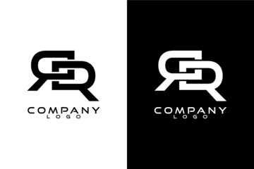 RR, R Logo Template Vector Design with black and white background 