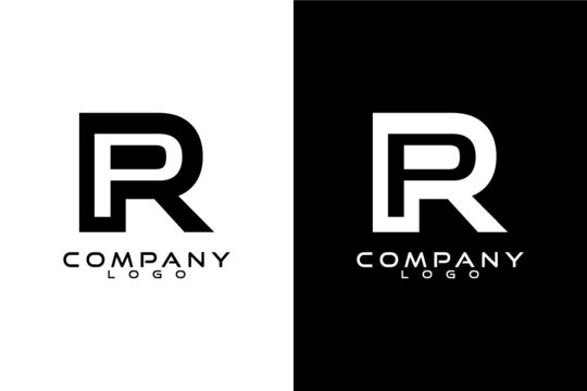 Initial Letter PR, RP Logo Template Vector Design with black and white background 