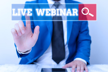 Handwriting text writing Live Webinar. Conceptual photo seminar that is transmitted over the Web...