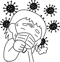 White woman infected with the new coronavirus outline