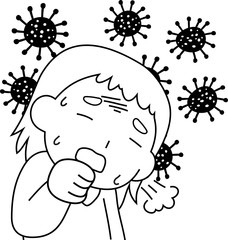 White woman infected with the new coronavirus outline