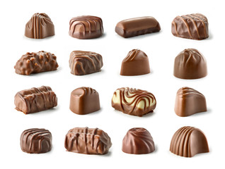 chocolate praline on white background
