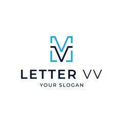 Modern Design Logo with Line, Letter VV or MM Line Style or Business Initial Name