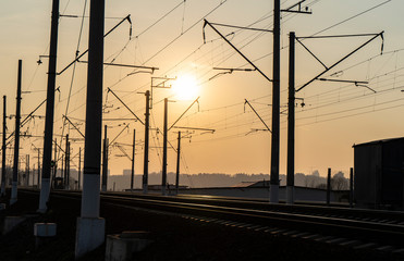 Railway infrastructure on the sunset