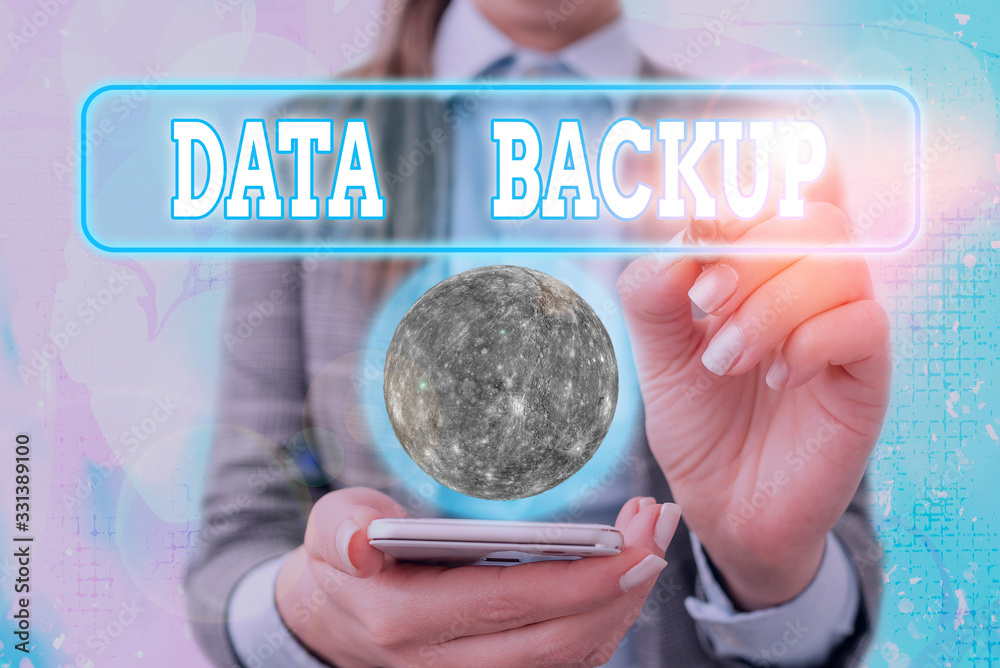 Poster text sign showing data backup. business photo text copy of important data that is stored on an alter