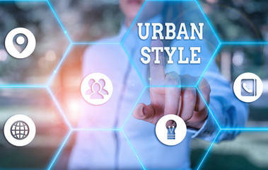 Conceptual hand writing showing Urban Style. Concept meaning fashion that have emerged from the...
