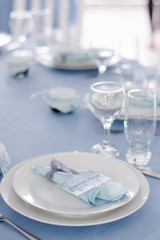 Decorator working at wedding table