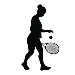 girl tennis table, racket sword strike, sports, vector illustration silhouette black on white background