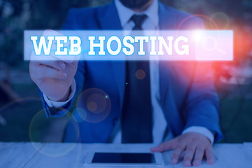 Conceptual hand writing showing Web Hosting. Concept meaning business of providing storage space...