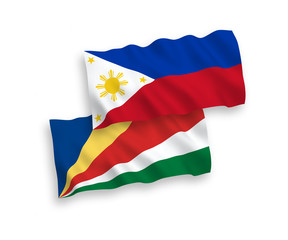 Flags of Philippines and Seychelles on a white background