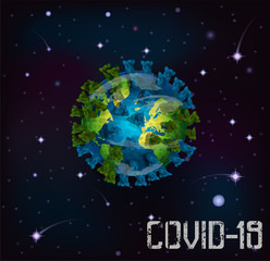 Coronavirus Covid-19 infects planet Earth card. vector illustration