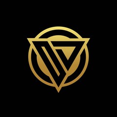 OD logo monogram with triangle shape and circle rounded isolated on gold colors - obrazy, fototapety, plakaty