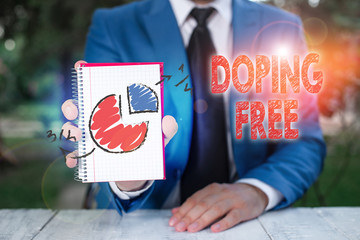 Handwriting text writing Doping Free. Conceptual photo proven not using any substance to illegally...