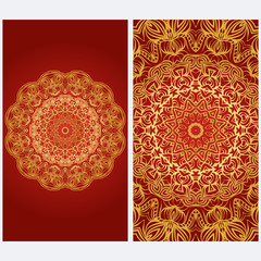 Design Vintage cards with Floral mandala pattern and ornaments. Vector template. Islam, Arabic, Indian, Mexican ottoman motifs. Hand drawn background