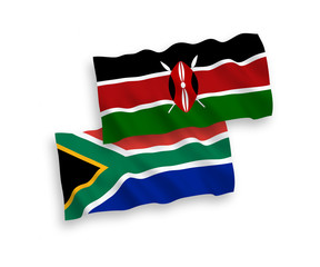 Flags of Kenya and Republic of South Africa on a white background