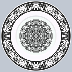 decorative round border and mandala ornament. Vector illustration.